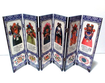 Facial Make Up Peking Opera Lacquer Ware Chinese Gift Boxed GORGEOUS 2 sided Folding Display