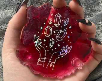 Bandeja de resina de cristal rojo