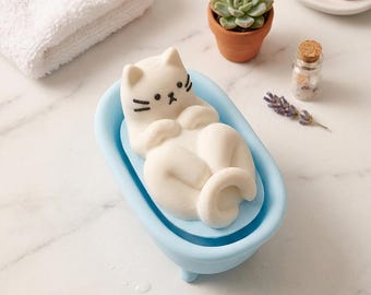 cat in bath clicker keychain