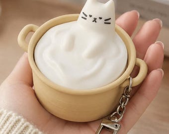 Pot Cat Clicker Keychain
