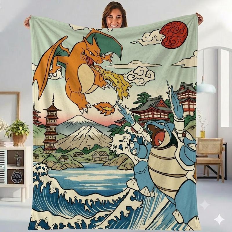 pokemon card blanket charizard Woven Throw Tapestry  Personality Anime Roo Personalized Pokemon Blanket , Custom