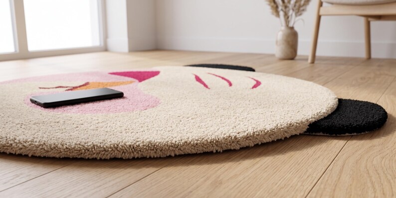 Side angle perspective view illustrating the luxurious 13-16mm thick pile profile and dense structure of this kids rug.