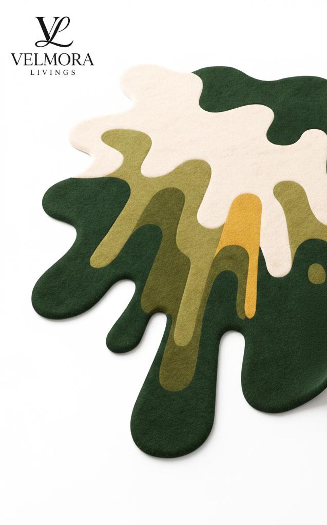 Funky Green Rug Abstract Irregular Moss Green Wool Rug, Funky Organic Shape Hand Tufted ...