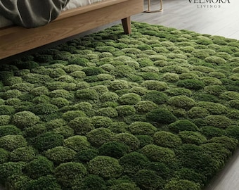 Moss Rug Tufted Rug Forest Floor Rug Moss Ball Rug Green Area Rug 8x10 Custom Rug Nursery Rug Zen Garden Rug Zen Garden