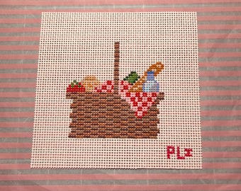 Picnic Basket Hand-painted Needlepoint Canvas