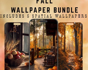 Cozy Fall Wallpaper Bundle | Rustic Autumn Phone Backgrounds | Harvest Aesthetic Digital Download