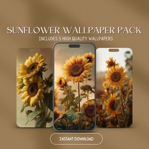 Sunflower Digital Wallpaper Pack | Botanical Phone & Tablet Backgrounds | Nature Photography Art