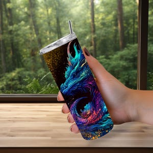 Mystic Dragon Tumbler | Colorful Fantasy Creature Cup | Magical Mythical Gift Drinkware