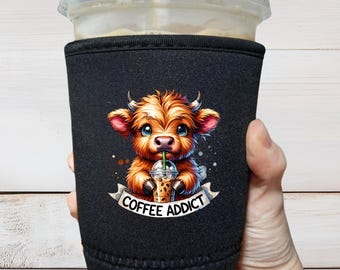 Reusable Iced Coffee Sleeve, Neoprene Cup Cozy