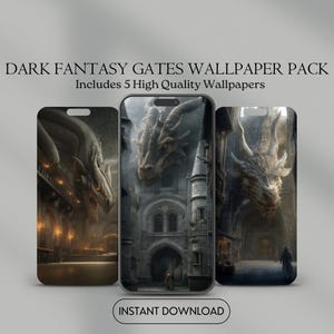 Epic Dragon Castle Doors • Dark Fantasy Phone Wallpaper • Gothic Dragon Lock Screen