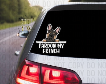 French Bulldog "Pardon My French" Car Decal