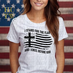 Patriotic Christian T-Shirt: Faith & Freedom, American Flag Cross