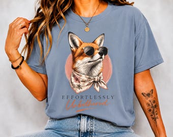 Moeiteloos ongestoord Fox-shirt, schattig vos-grafisch T-shirt, Coquette Animal T-shirt, vrouwelijk cottagecore-cadeau, comfortabele kleuren