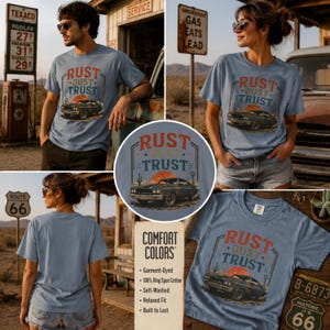 Vintage Muscle Car Shirt, Rust Dust Trust Tee, Classic Car Lover Gift, Garage Life Comfort Colors T-Shirt image 10