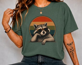 Retro Raccoon Sunglasses Shirt, Chill Vintage Animal Graphic Tee, Comfort Colors 1717 Unisex Cute Retro Nature Gift Shirt