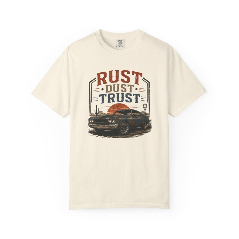 Vintage Muscle Car Shirt, Rust Dust Trust Tee, Classic Car Lover Gift, Garage Life Comfort Colors T-Shirt image 12