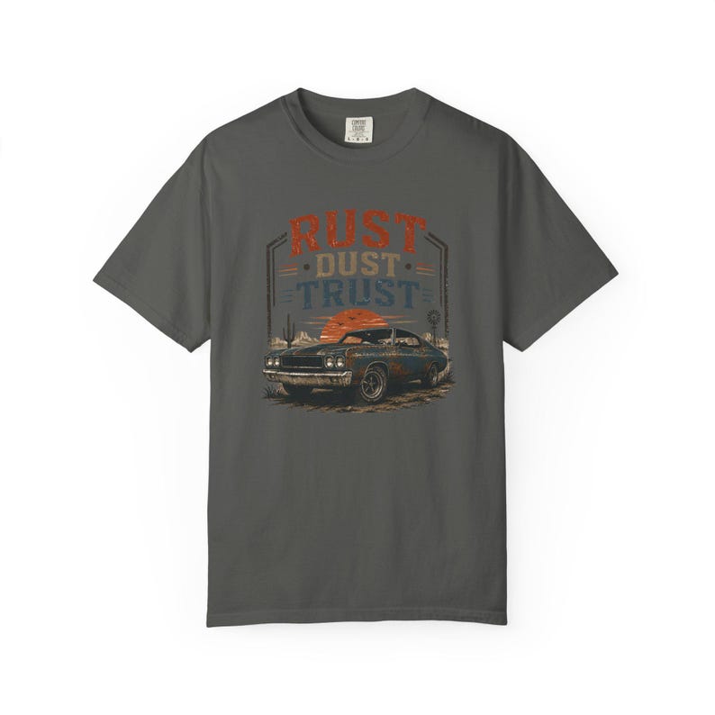 Vintage Muscle Car Shirt, Rust Dust Trust Tee, Classic Car Lover Gift, Garage Life Comfort Colors T-Shirt image 13