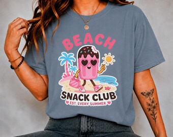 Beach Snack Club Shirt, Comfort Colors Tee, Cute Popsicle T-Shirt, Summer Beach Vacation Gift For Her