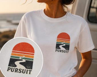 Pursuit Vintage Shirt, Comfort Colors Tee, Minimalist Sunset Graphic T-Shirt, Outdoor Adventure Gift