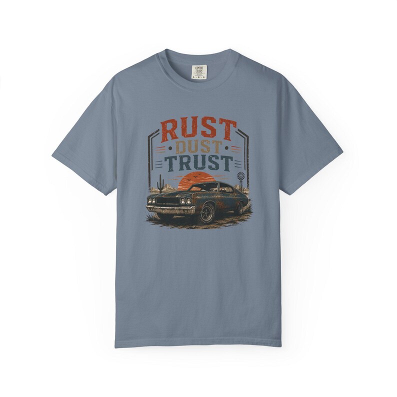 Vintage Muscle Car Shirt, Rust Dust Trust Tee, Classic Car Lover Gift, Garage Life Comfort Colors T-Shirt image 15