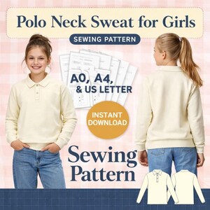 Sweet Polo Neck Top for Girls | Cute & Comfortable Girls Shirt | Soft Fabric Casual Wear | Stylish Polo Neck Outfit .Sewing pattern