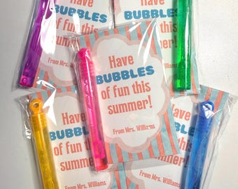 End of School Favor, Bubbles, Graduation, Classroom Party, Teacher Student Gift, Kindergarten School, Summer, Ready to Gift, Non-Candy