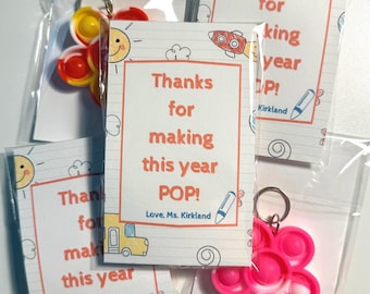 End of School Favor, Flower Pop-It, Graduation, Classroom Party, Teacher Student Gift, Kindergarten School, Summer, Ready to Gift, Non Candy