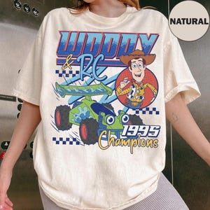Disneyland Pixar Toy Story Woody & RC Racing 1995 Champions Shirt, Toy Story Land Woody Tee, Disneyland Family Matching Shirt, Magic Kingdom image 1