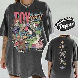 2 Side Toy Story 1995 Comfort Colors Shirt, Woody Buzz Lightyear Rex Tee, WDW Disneyland Family Vacation 2026 Trip, Disneyland Pixar Fest image 1