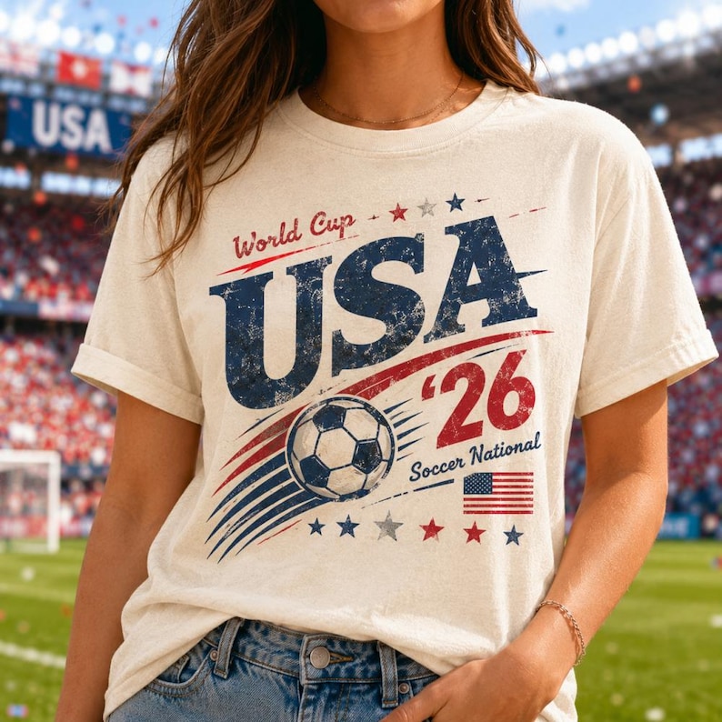 USA Soccer T-Shirt, American Football Fan Shirt, Retro 2026 Shirt, US National Team Jersey, Vintage Style Tee, Gift for Soccer Fan image 1