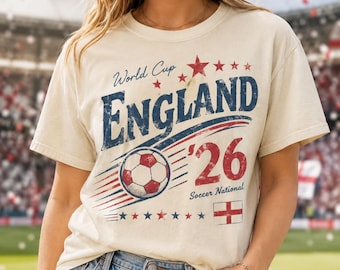 England Soccer 2026 T-Shirt: Retro Graphic Tee, England Football Fan Tee, Vintage Soccer T-Shirt, National Team Supporter Gift