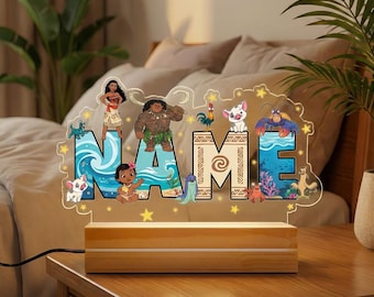 Moana Custom Name Night Light, Personalized Gift For Moana Lover, Moana Birthday Gift