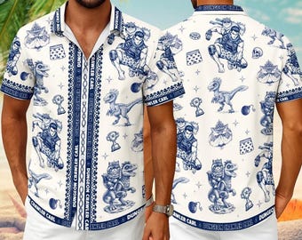 Dungeon Crawler Carl Prepotente Hawaiian Shirt, Fantasy Novel Inspired DCC Fan Merch, LitRPG Fan, Desperado Club Aloha Shirt, DCC Button Up