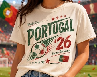 Portugal Soccer 2026 T-Shirt: Retro Graphic Tee, Portugal Football Fan Tee, Vintage Soccer T-Shirt, National Team Supporter Gift