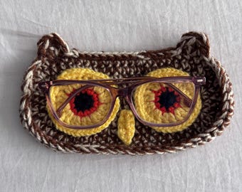 Porte-verres crocheté en forme d'oeil de hibou