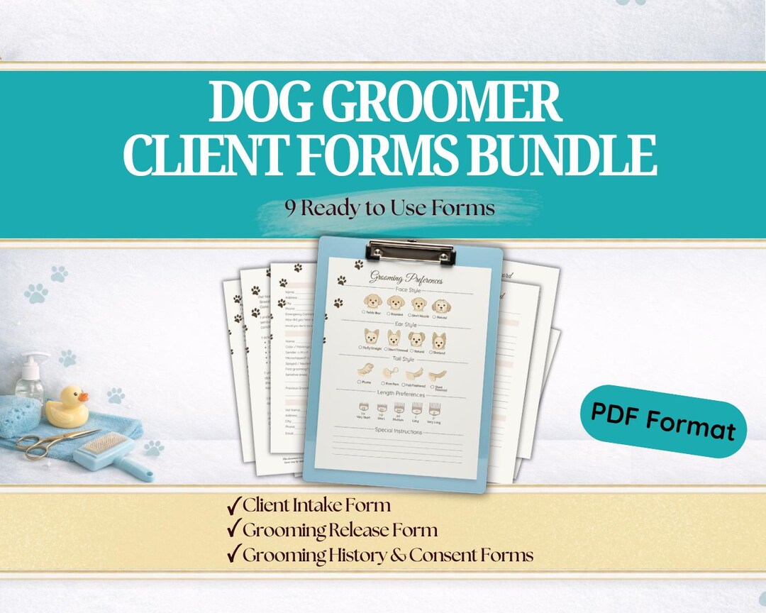 Grooming Forms.pdf Dog Groomer Client Forms Bundle – 9 Ready-to-print PDF Templates - Etsy