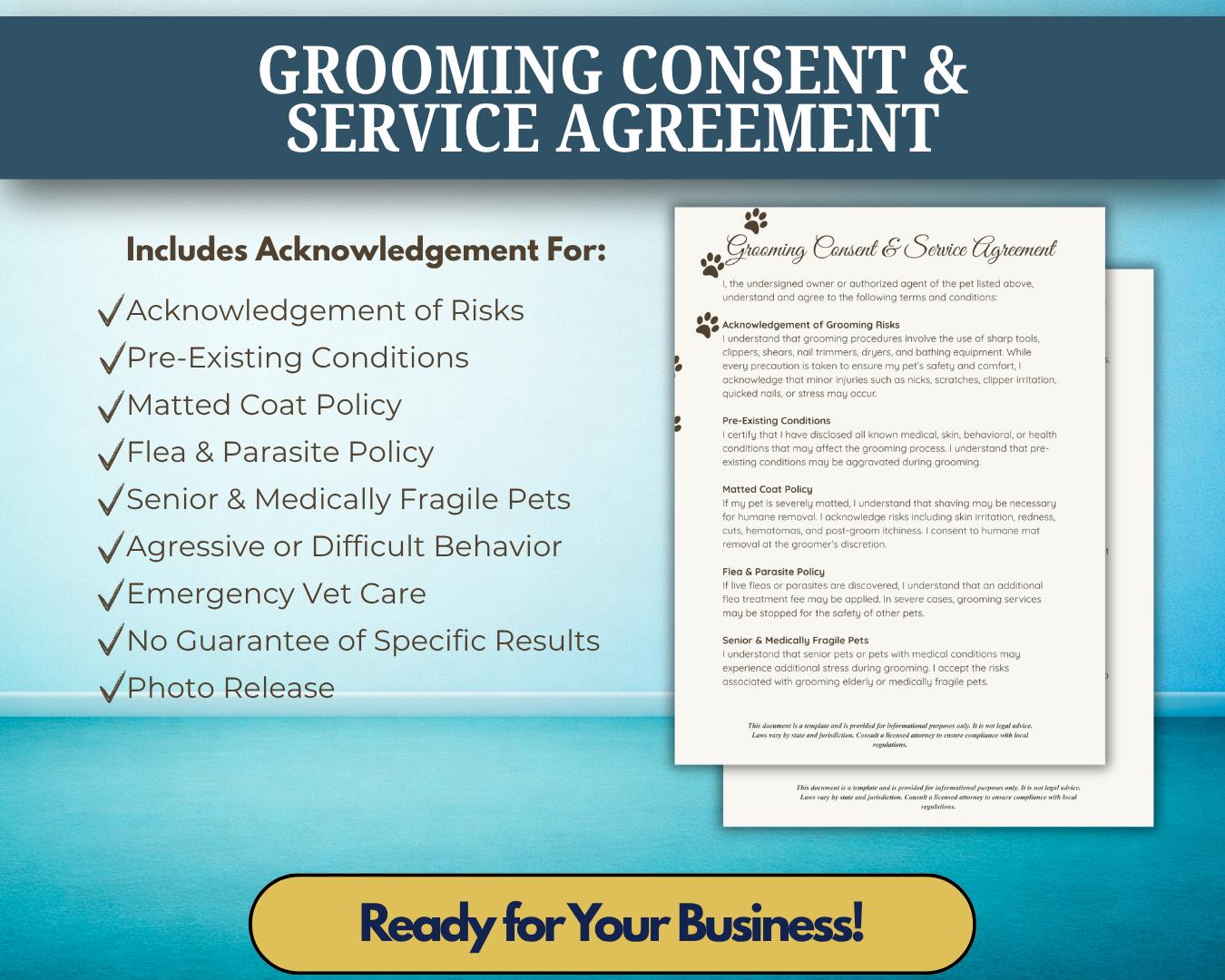 Grooming Forms.pdf Dog Grooming Forms Bundle | Intake, Consent, Waiver | Editable Canva ...
