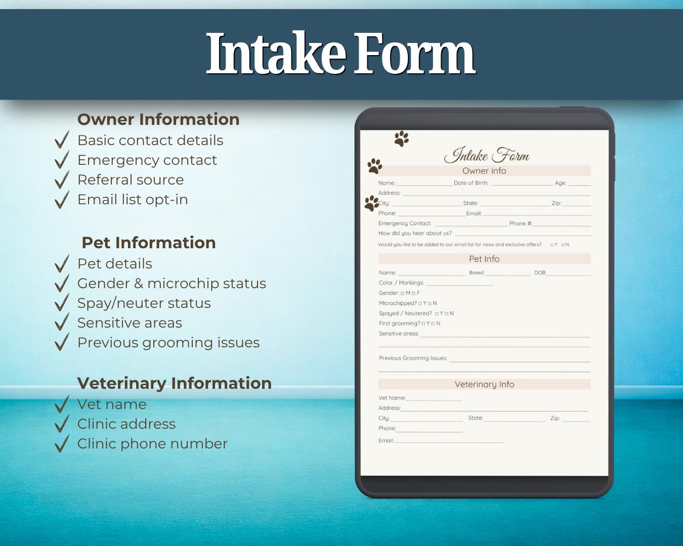 Dog Grooming Forms Bundle | Intake, Consent, Waiver | Editable Canva ...