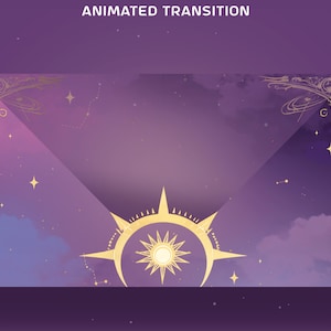 Regal Galaxy Animated Stinger Transition Overlay Package, Purple Galaxy Overlay, Golden Sun, Constellation Transition, Soft Glow Visual