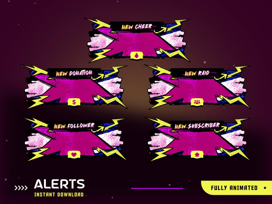 Street Art Animated Stream Alert Overlay Package, Animated Alert ...