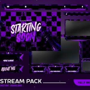 Dark Chess Animated Stream Overlay Package, Dark Purple Overlay, Chess Theme Overlay, Gothic Vtuber Overlay, Royal Twitch, King And Queen