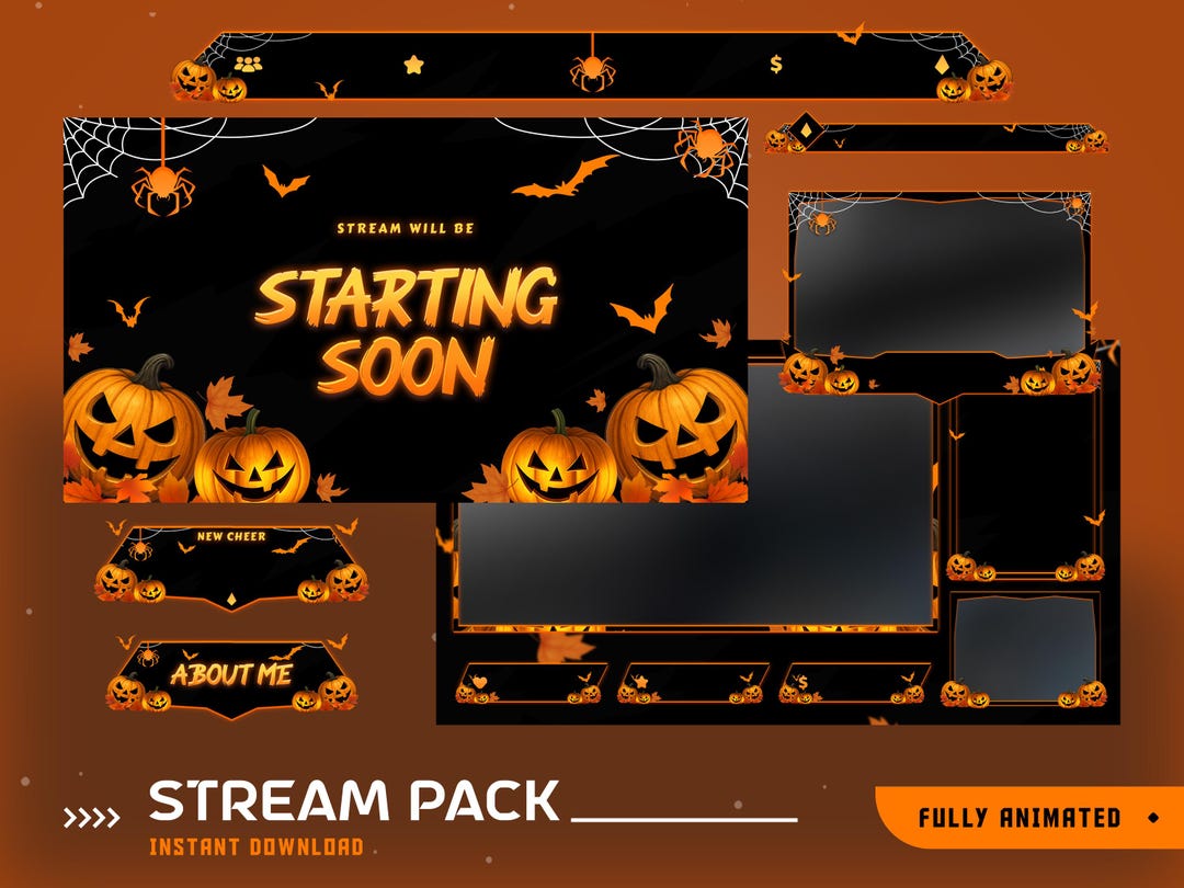 Bat Shadows Animated Stream Overlay Package, Halloween Stream Vtuber ...