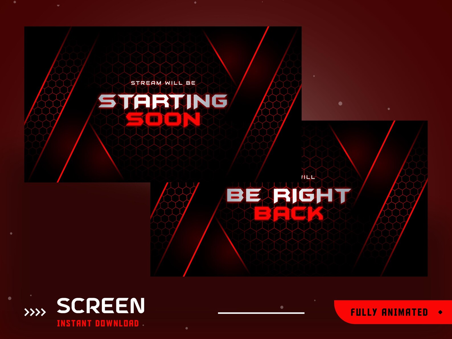 Redline Matrix Animated Stream Screen Overlay Package, Red Black Stream ...