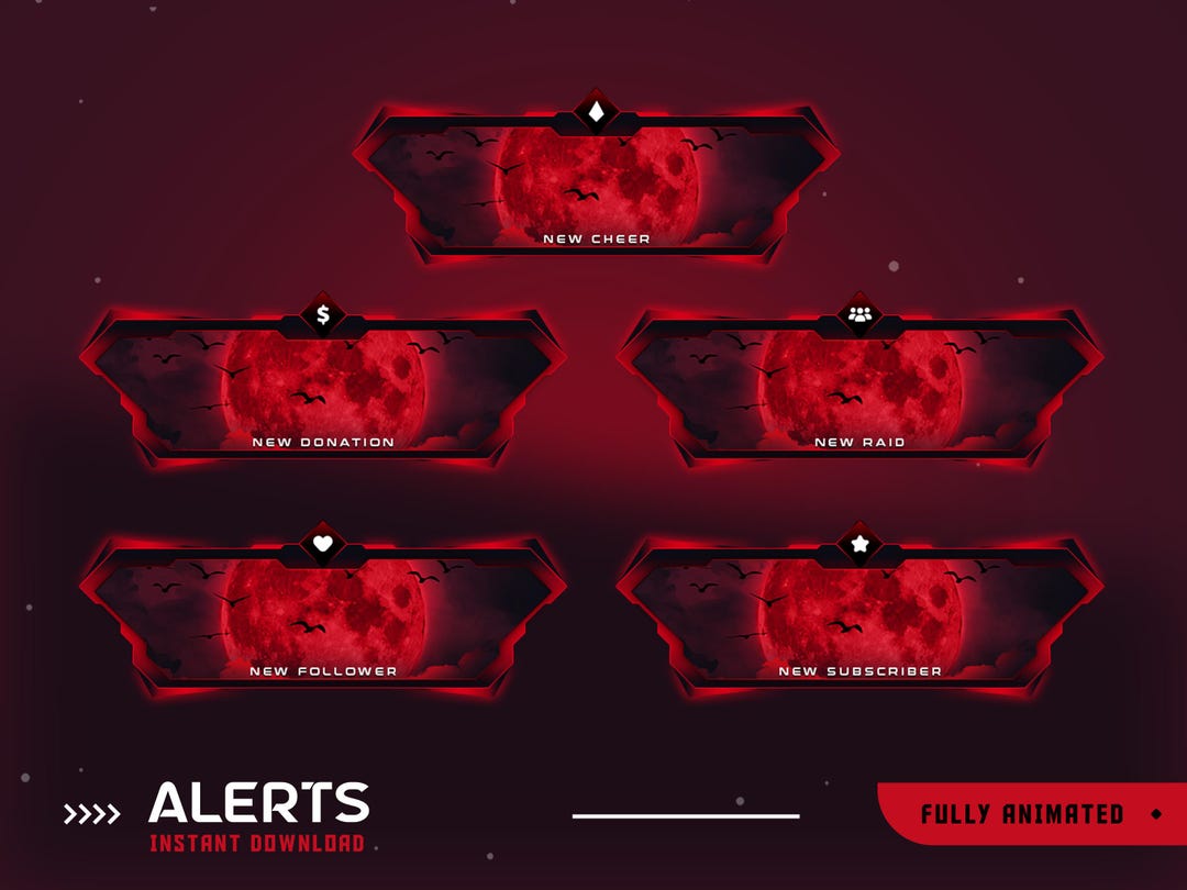 Eclipse Warlord Animated Stream Alert Overlay Package, Red Alert Design ...