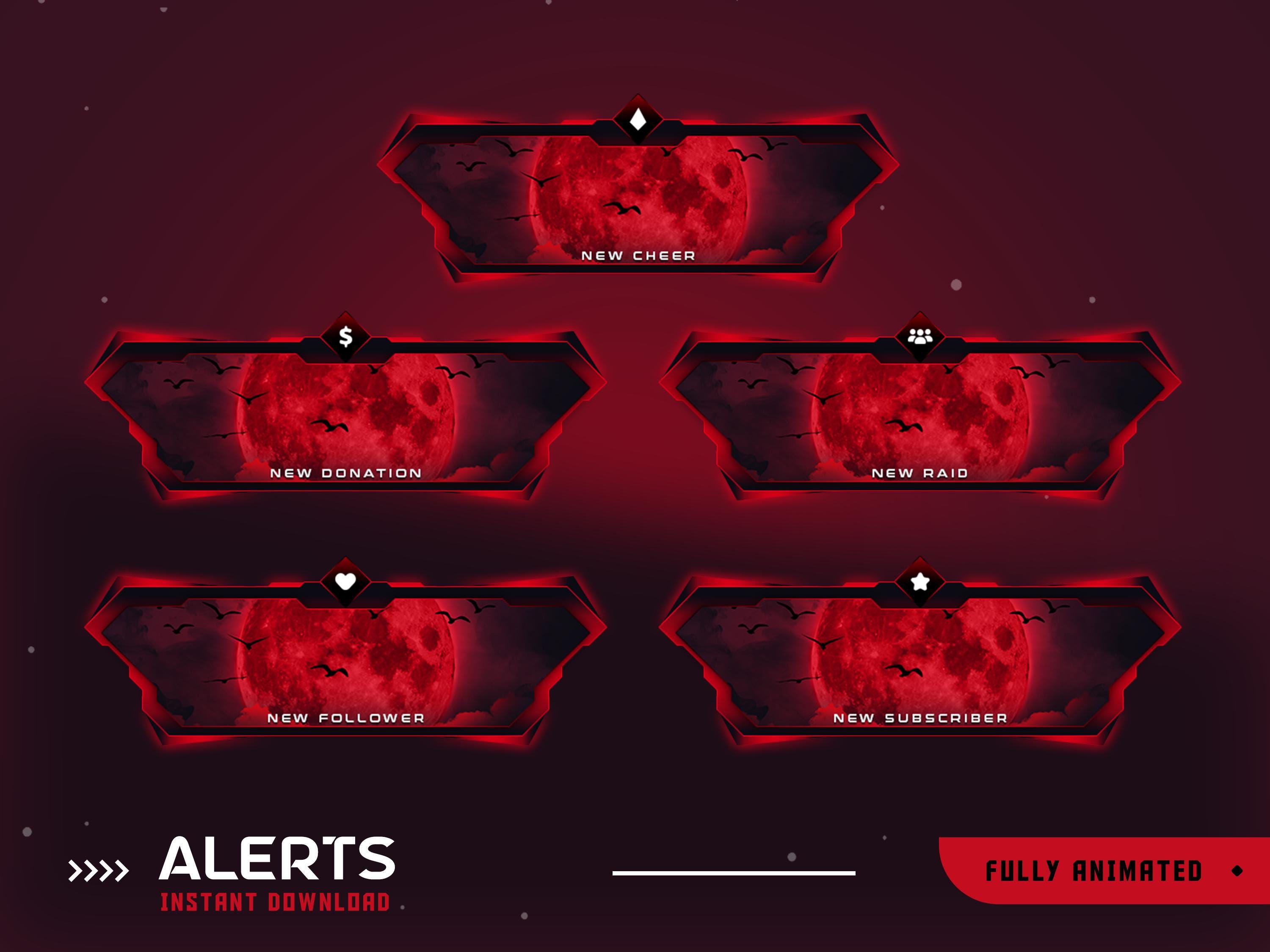 Eclipse Warlord Animated Stream Alert Overlay Package, Red Alert Design ...