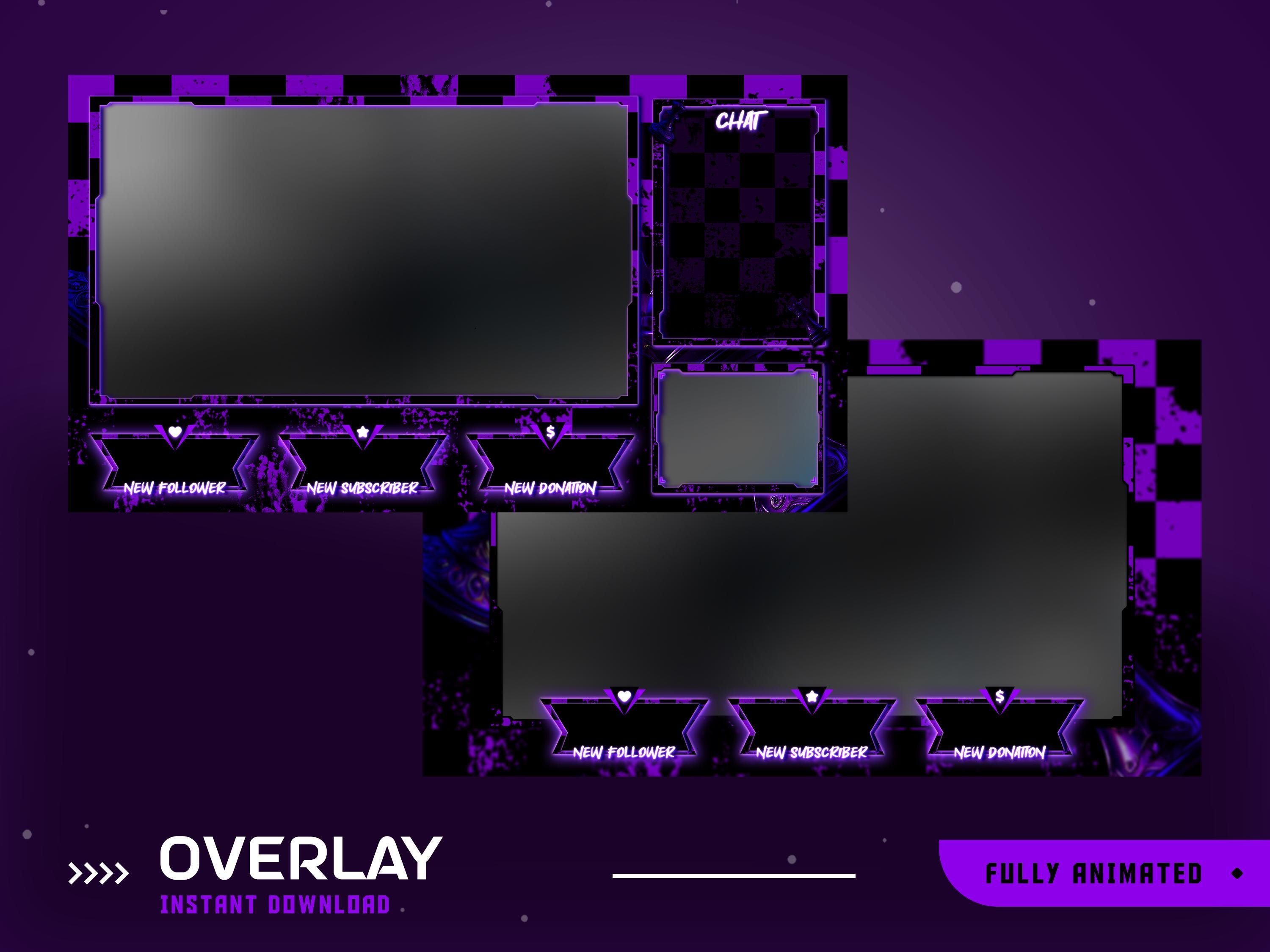 Dark Chess Animated Stream Overlay Package, Dark Purple Overlay, Chess ...