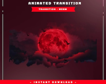 Eclipse Kriegsherr Animierte Stinger Übergang Overlay Paket, Mond Nacht Strom Übergang, Rote zuckende Overlay, Wolke Himmel animierte Overlay