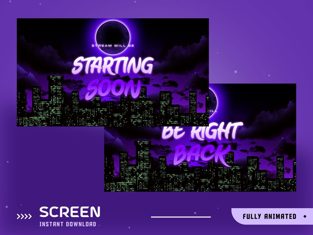 Ultraviolet Eclipse Animated Stream Screen Overlay Package, Purple Neon ...