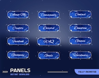 Stellar Universe Static Stream Panel Overlay Paket, Ring Planet Piercing Panel, tiefblauer Nachthimmel, funkelndes Sternendesign, weiches Leuchten