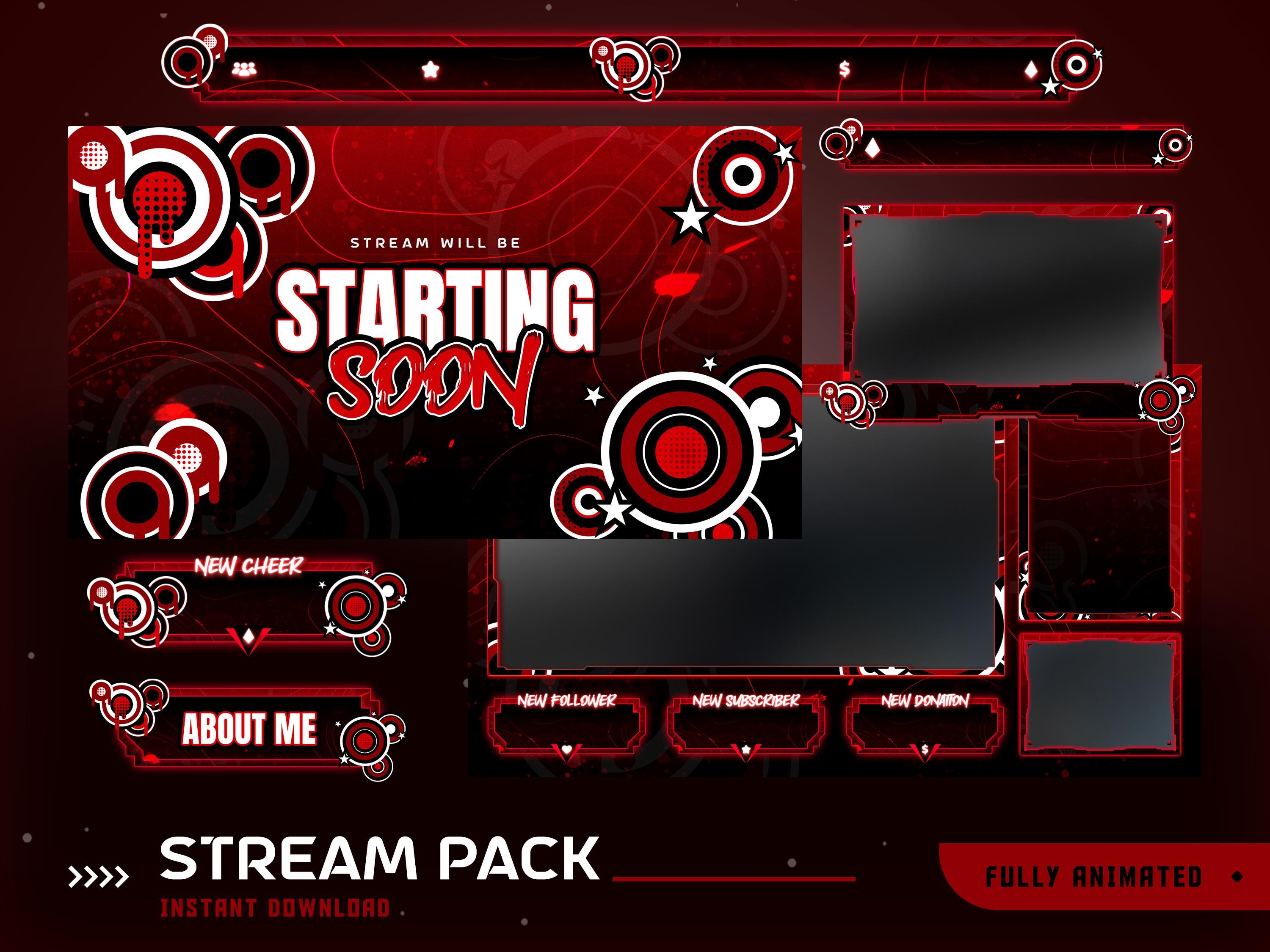 Red Zone Animated Stream Overlay Package, Red Black Stream Overlay ...